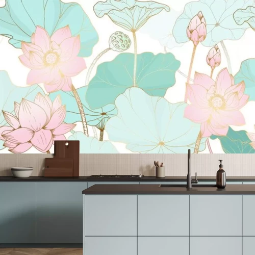 Sticker Bloemen in pastelkleuren