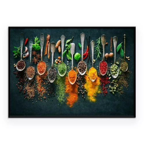 Poster Kleurrijke kruiden op lepels