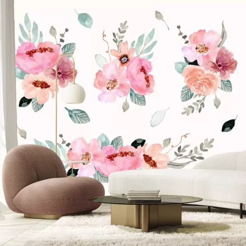 Sticker Pastel floristische illustraties op een witte achtergrond