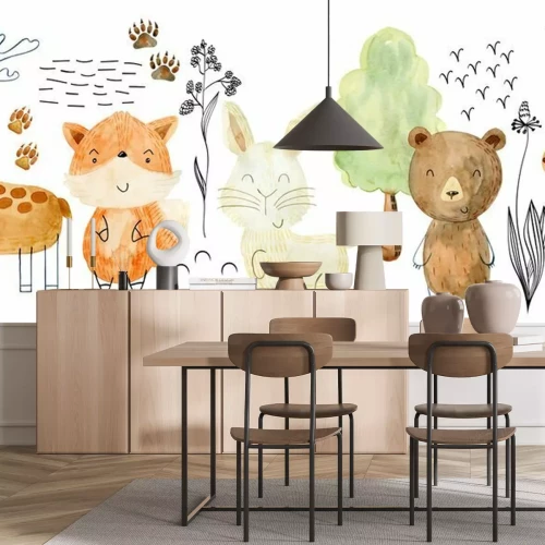 Sticker Watercolor forest border.