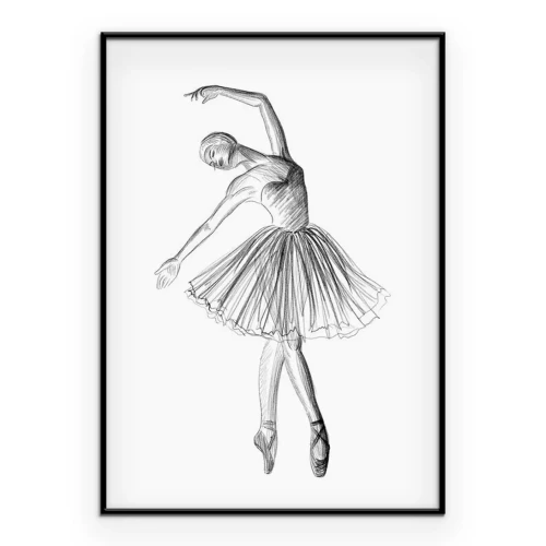 Poster Schets van een dansende ballerina