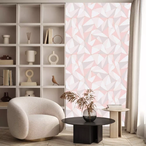 Behang Geometrisch abstract dessin in roze tinten