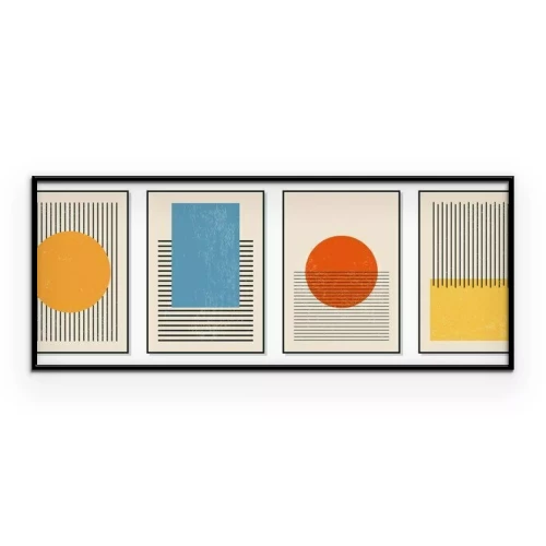 Poster Grafische elementen met patronen in Bauhaus-stijl