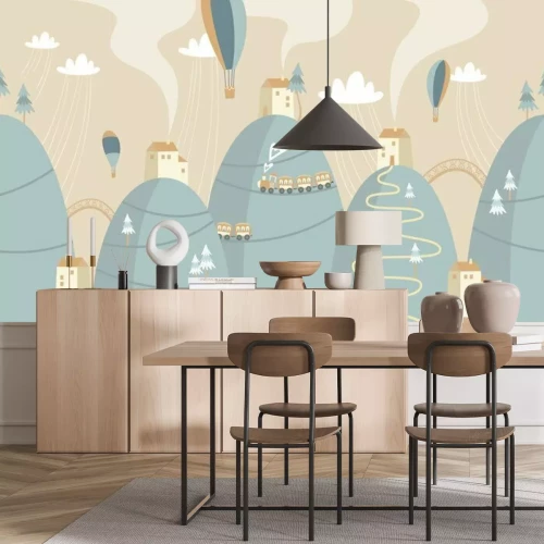 Fotobehang Sprookjesachtige huizen op de heuvels