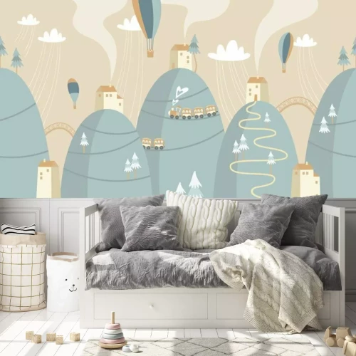 Fotobehang Sprookjesachtige huizen op de heuvels