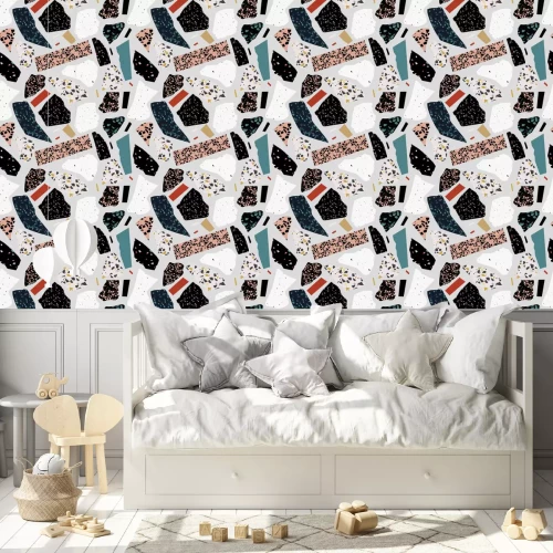 Behang Grote terrazzodeeltjes