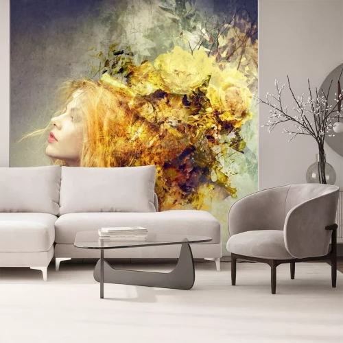 Fotobehang Vrouw met abstract kapsel