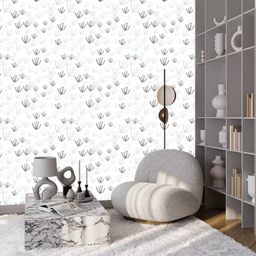 Behang Minimalistische paardebloemen in grijstinten