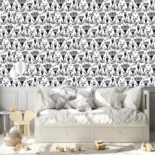 Behang Paardebloemen zwart-wit moderne minimalistische afbeeldingen