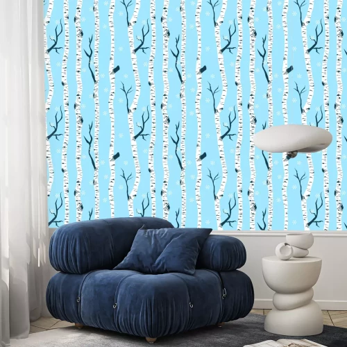 Behang Donkere takken groeien uit een berk