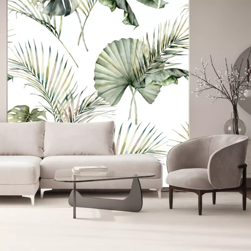 Sticker Exotische bladeren op een witte achtergrond