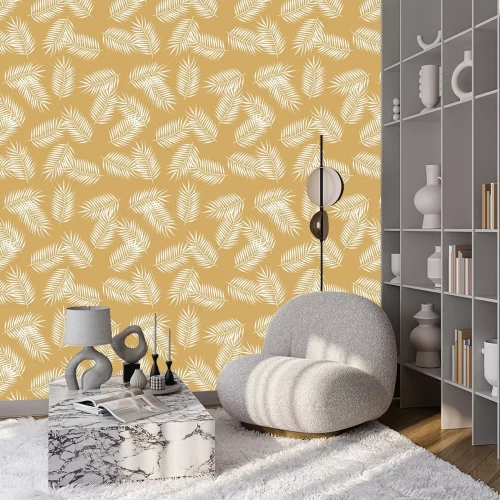 Behang Tropische palmbladeren