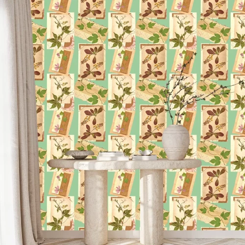 Behang Vintage afbeeldingen in planten