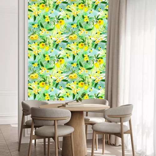 Behang Gele exotische planten