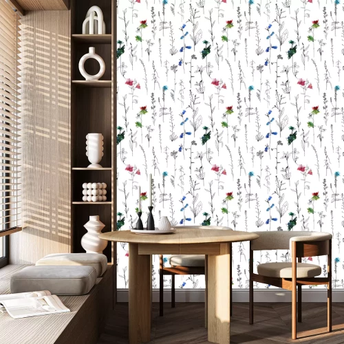 Behang Minimalistische wilde bloemen