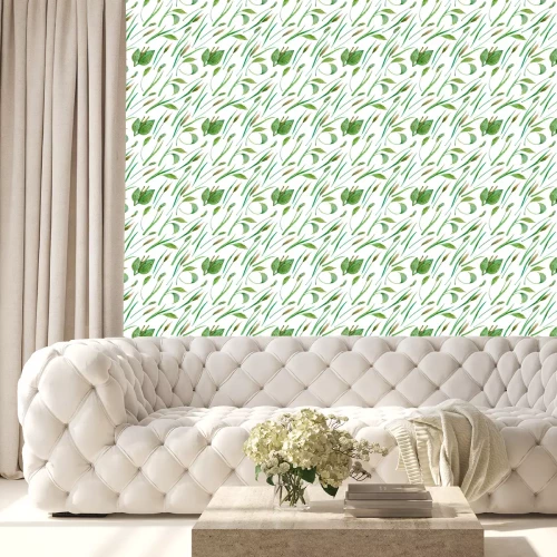 Behang Wilde groene bladeren in de wind