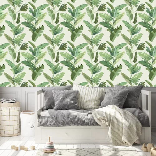 Behang Bananenbladeren op een lichte vintage achtergrond