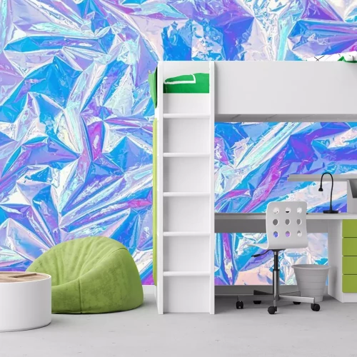 Fotobehang Verfrommelde iriserende folie