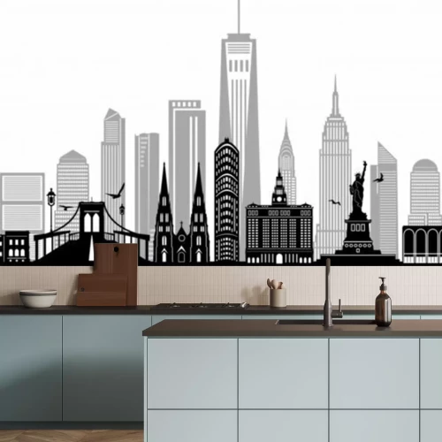 Sticker NEW YORK City Skyline Silhouette Cityscape Vector