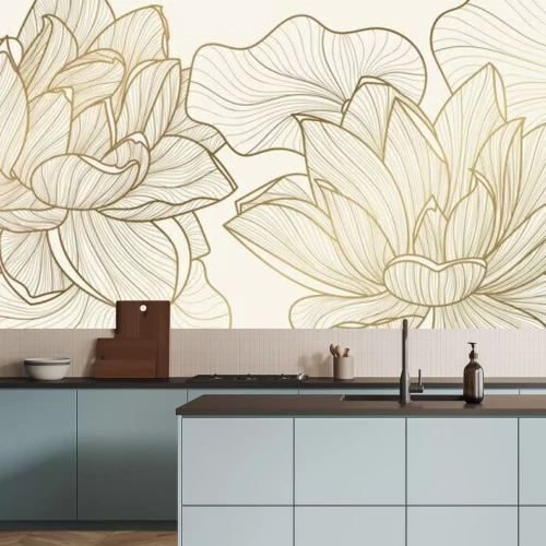 Fotobehang Luxe motief met een gouden bloemenpatroon