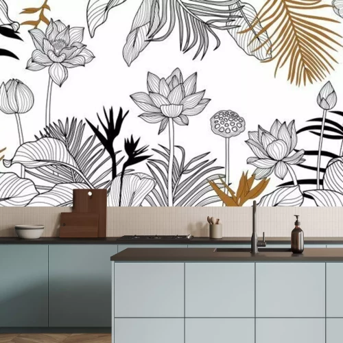 Sticker Minimalistische bloemenafbeeldingen