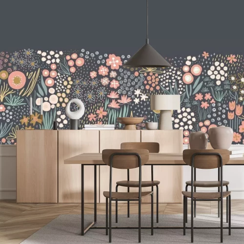 Sticker Subtiele illustratie met kleurrijke bloemen