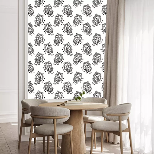 Behang Gevaarlijke zwart-witte wolven