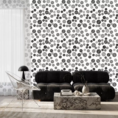 Behang Black Basketball ball icon isolated seamless pattern on white background. Sport symbol. Vector