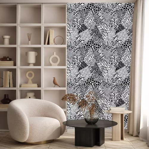 Behang Ingeweven patroon zebra stippen en slang