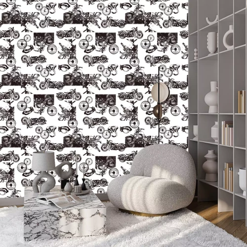 Behang 古いオートバイのパターン,