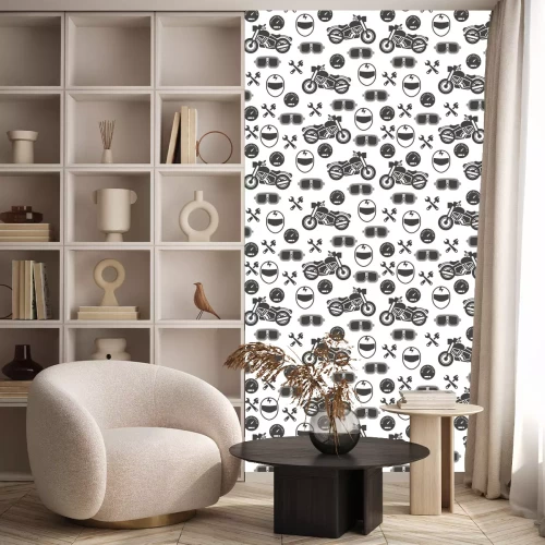 Behang Pattern with motorcycle speed - moto seamless pattern