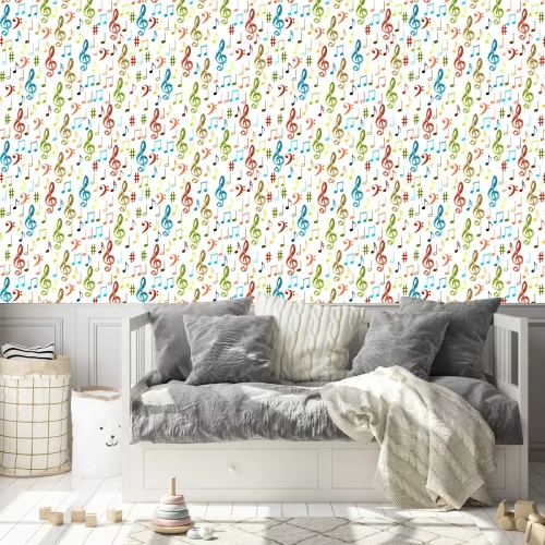 Behang Musical colorful notes seamless pattern
