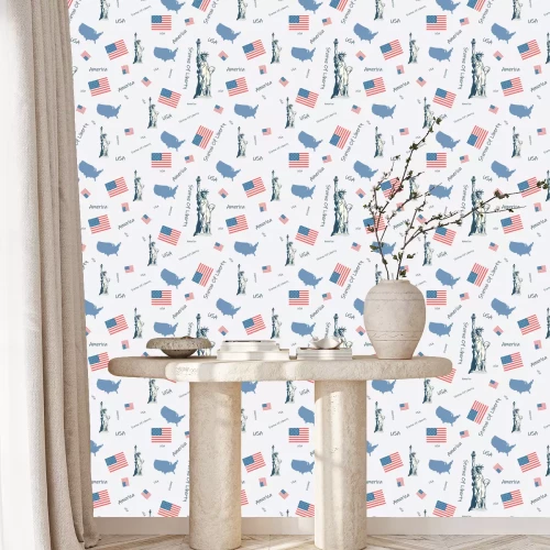 Behang USA, United States of America symbols seamless pattern print