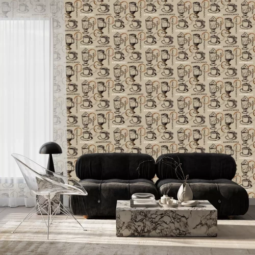 Behang Hand drawn doodle coffee pattern