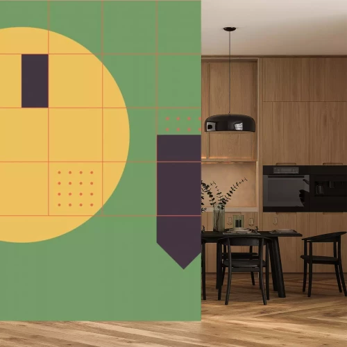 Sticker Minimalistische illustratie met vierkanten