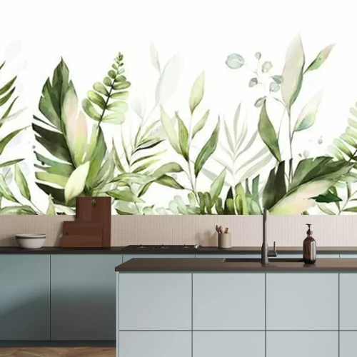 Sticker Groene bladeren op een witte achtergrond