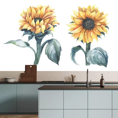 Sticker Zonnebloemen beschilderd met waterverf