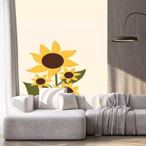 Sticker Zonnebloem in een minimalistische illustratie