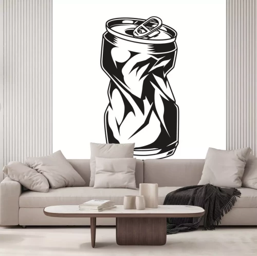 Sticker Vintage crumpled beer can concept