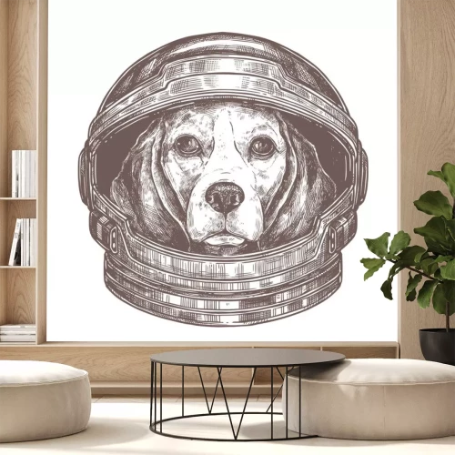Sticker Een hond in een astronautenpak
