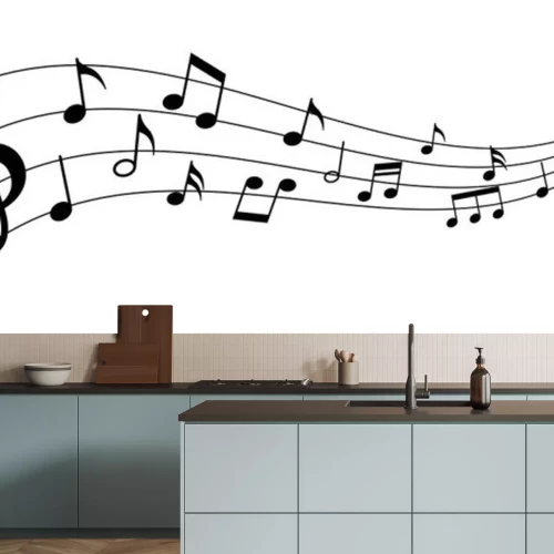 Sticker Set of musical notes. Black musical note icons. Music elements. Treble clef. Vector illustration.