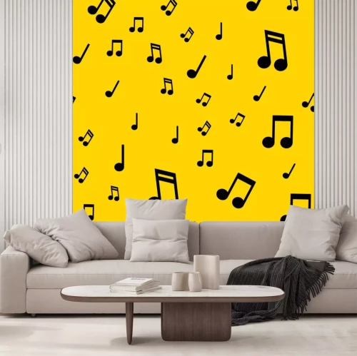 Sticker Musical notes seamless pattern. Music note texture background.