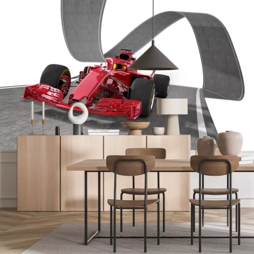 Sticker red f1 racecar on a wired track 1