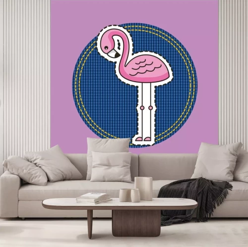 Sticker cute flamingo bird pink patch fashion image vector illustration