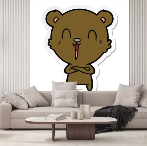 Sticker sticker of a happy cartoon bear