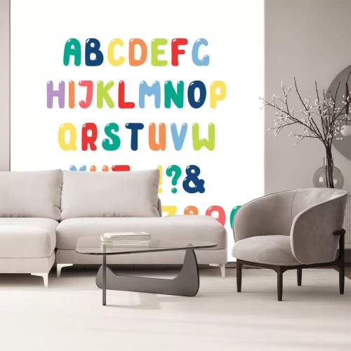 Sticker Alfabet en cijfers in regenboogkleuren