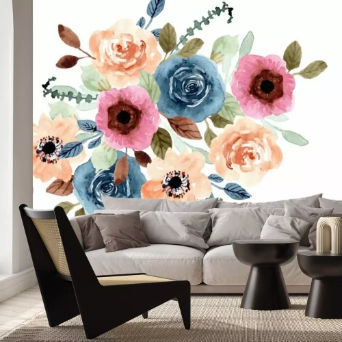 Sticker colorful floral garden watercolor bouquet