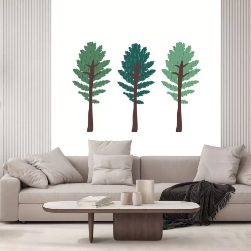 Sticker Set of green trees doodle drawing. Minimal concept of sustainable living, eco forest. Cute plants with texture. Hand drawn flat vector illustration in cartoon style isolated on white background