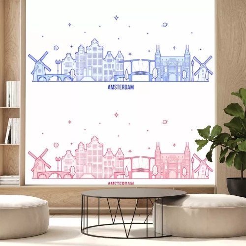 Sticker Amsterdam skyline Netherlands vector city building