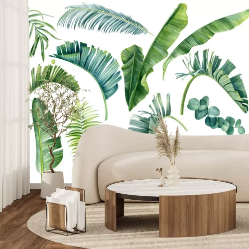 Sticker Bladeren van tropische planten op een witte achtergrond